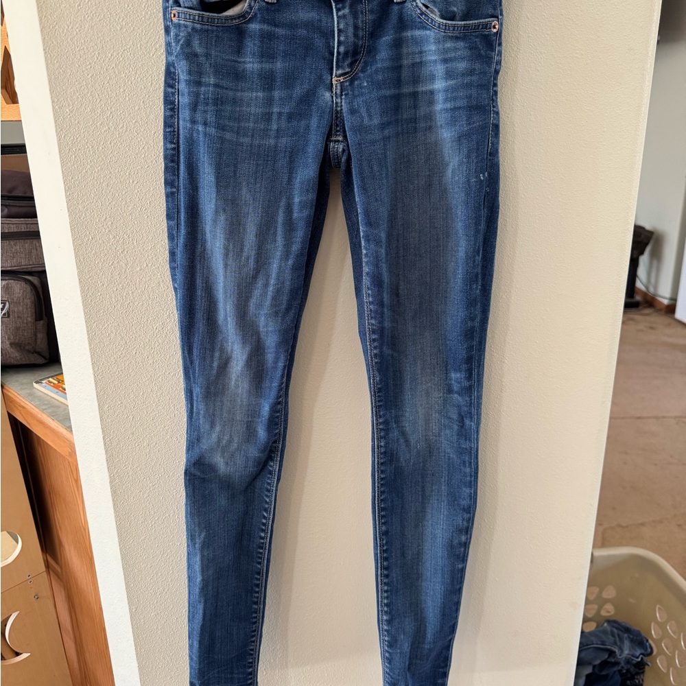 Lucky Brand Blue Skinny Jeans with Distressed Look